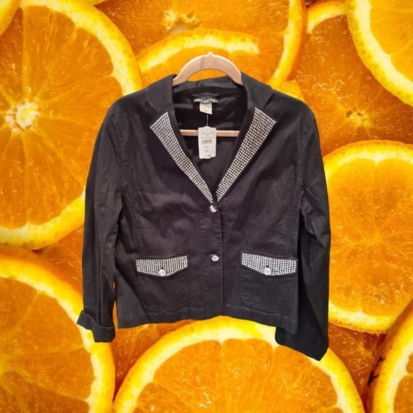 NEW Get Lucky‎ Black Blazer with Rhinestone Accents Size XL - Picture 1 of 6